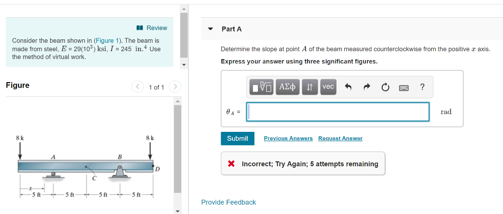 Solved Review Part A Consider the beam shown in (Figure 1). | Chegg.com