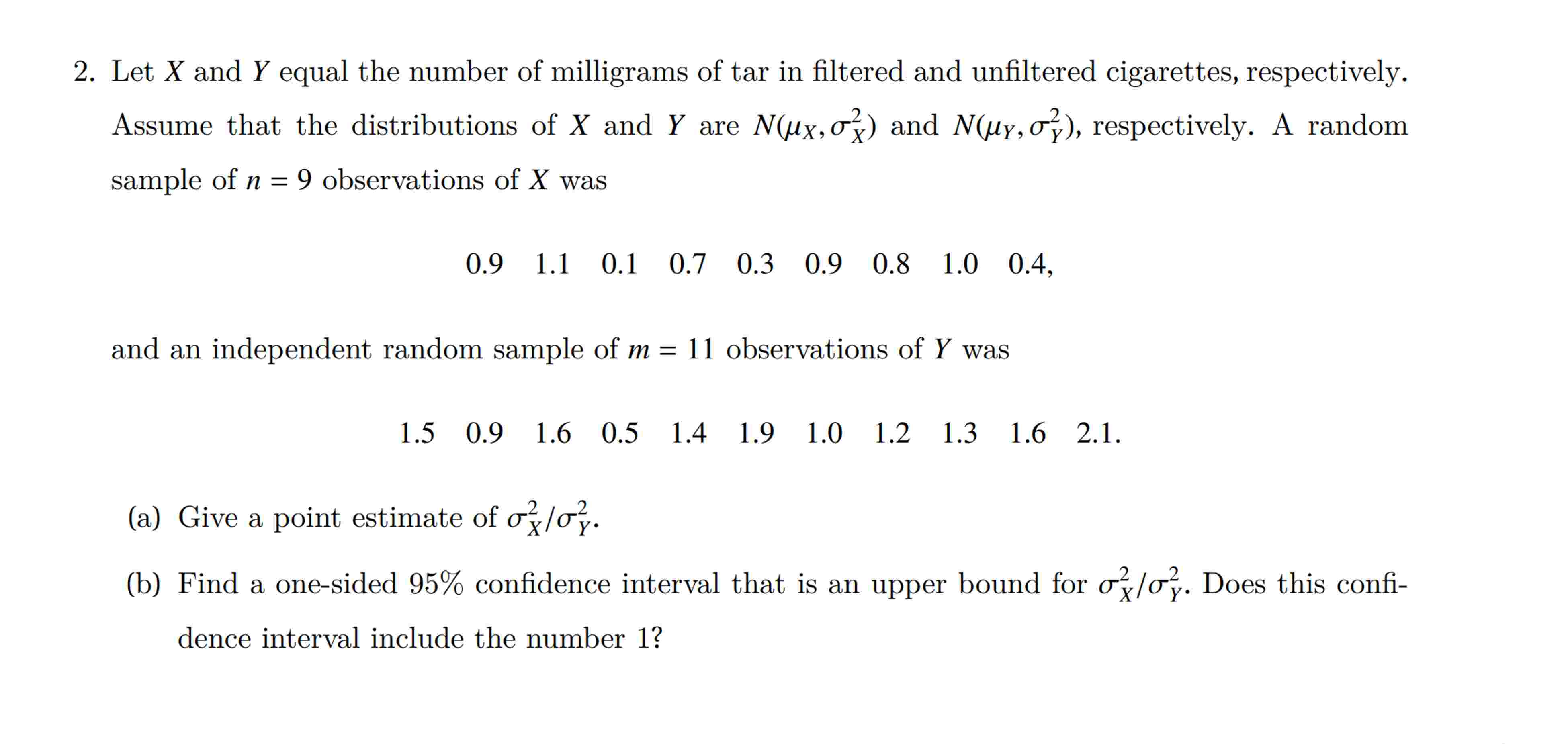 Solved Let x and Y equal the number of milligrams of tar