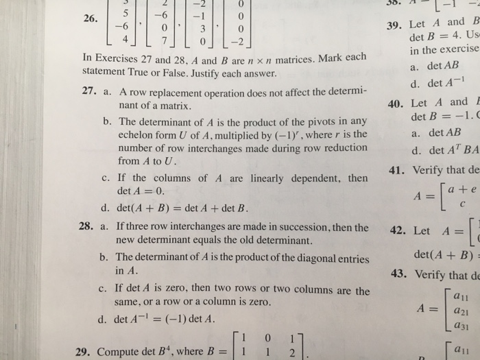 Solved S6. 26. 6 0 0 39. Let A And B Det B = 4, US In The | Chegg.com