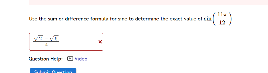 Solved Use the sum or difference formula for sine to | Chegg.com