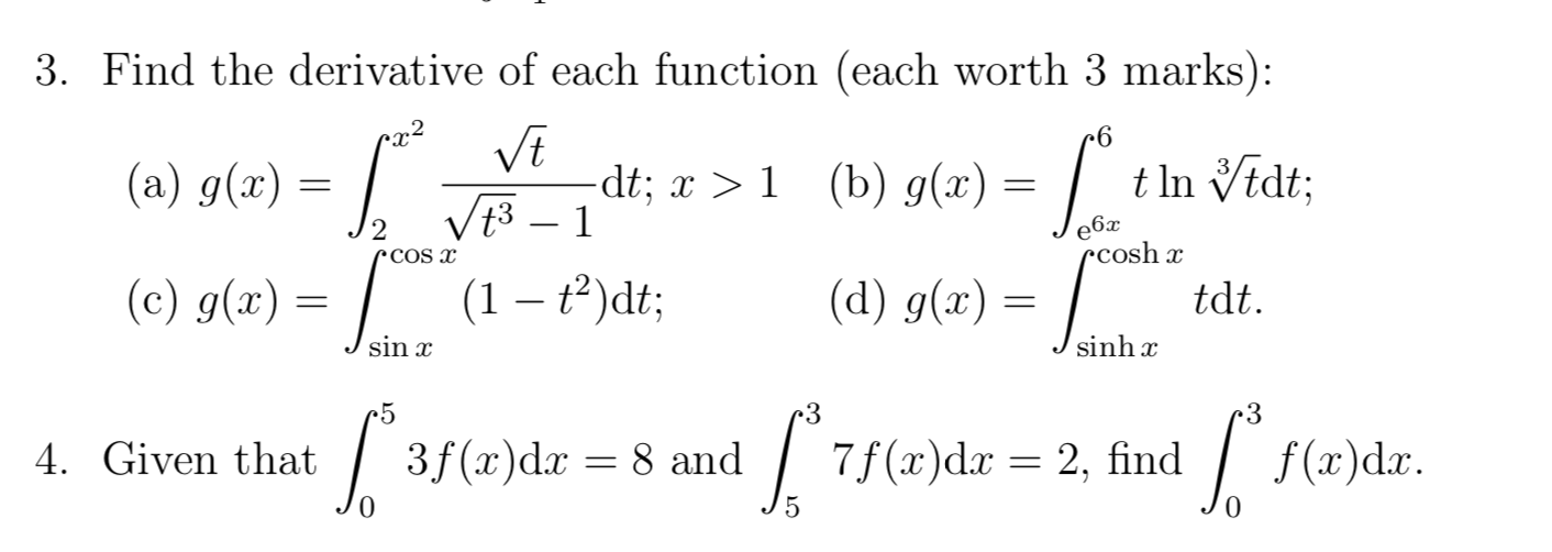 Solved 3 Find The Derivative Of Each Function Each Wort Chegg Com