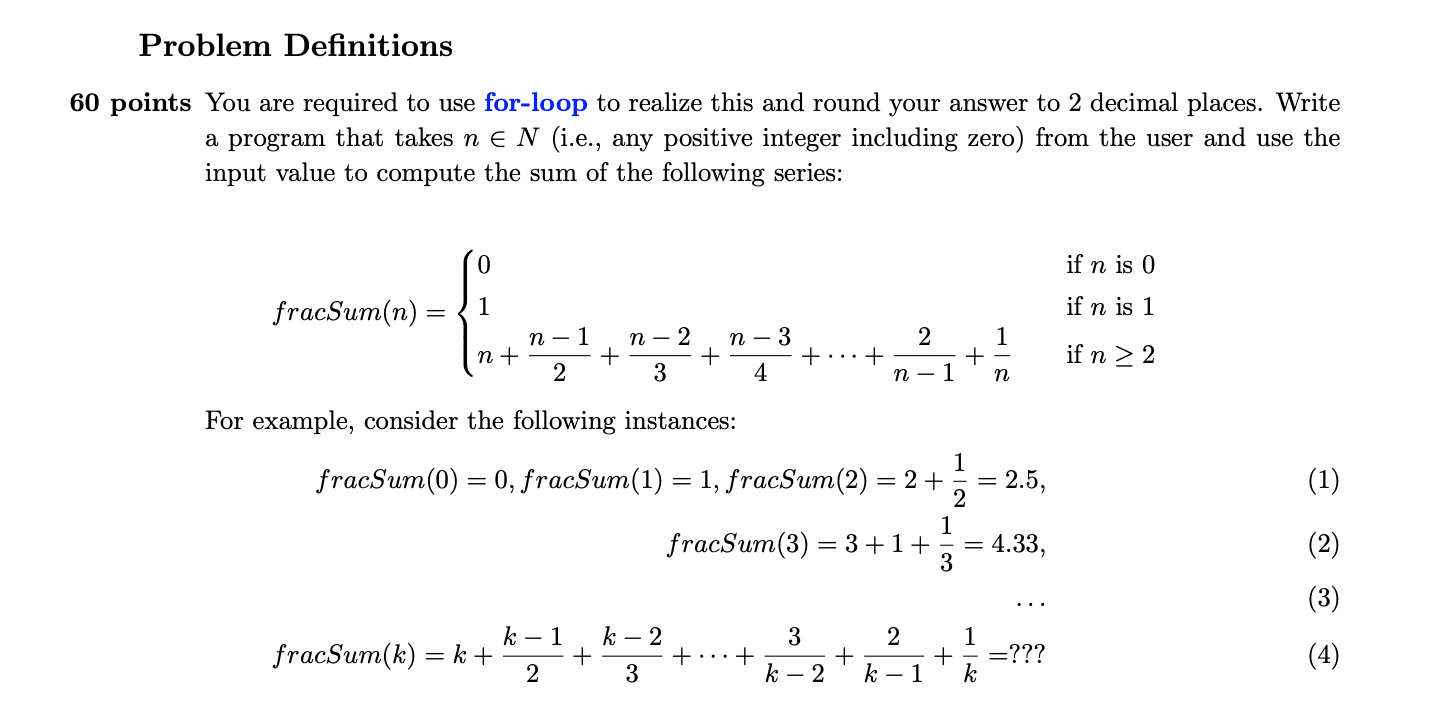 Solved A for-loop program in python 3 using the | Chegg.com