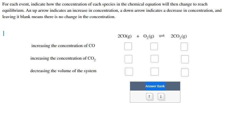 Solved For each event, indicate how the concentration of | Chegg.com