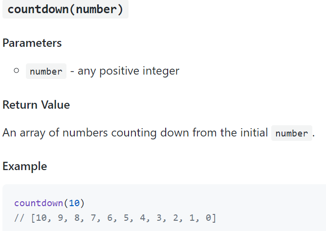 Solved countdown(number) Parameters - any positive integer | Chegg.com image.