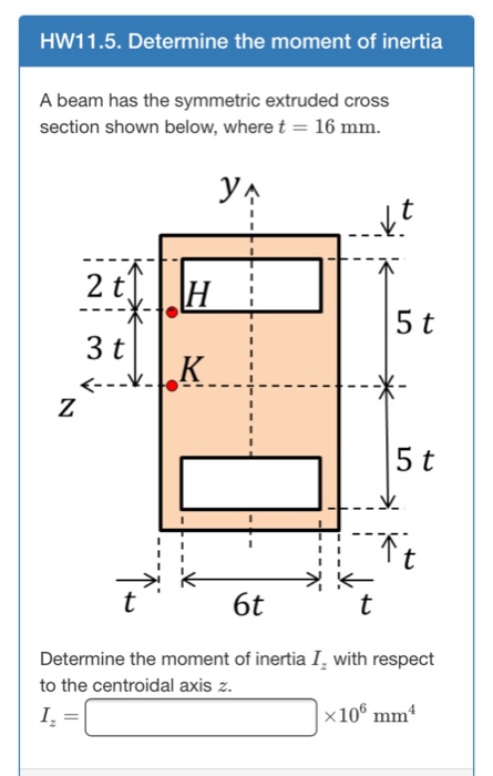 Solved A beam has the symmetric extruded cross section shown | Chegg.com