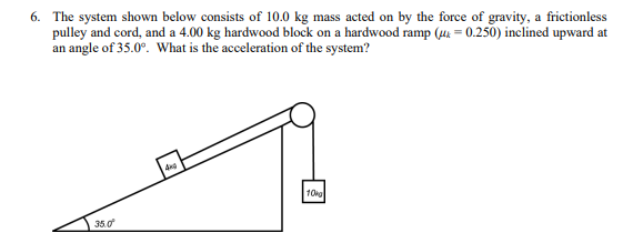 Solved 6. The system shown below consists of 10.0 kg mass | Chegg.com