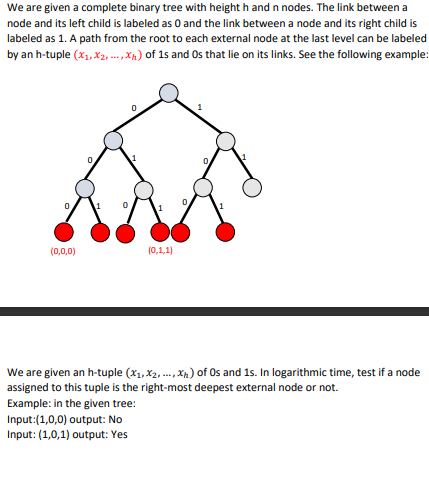 Solved We are given a complete binary tree with height h and | Chegg.com