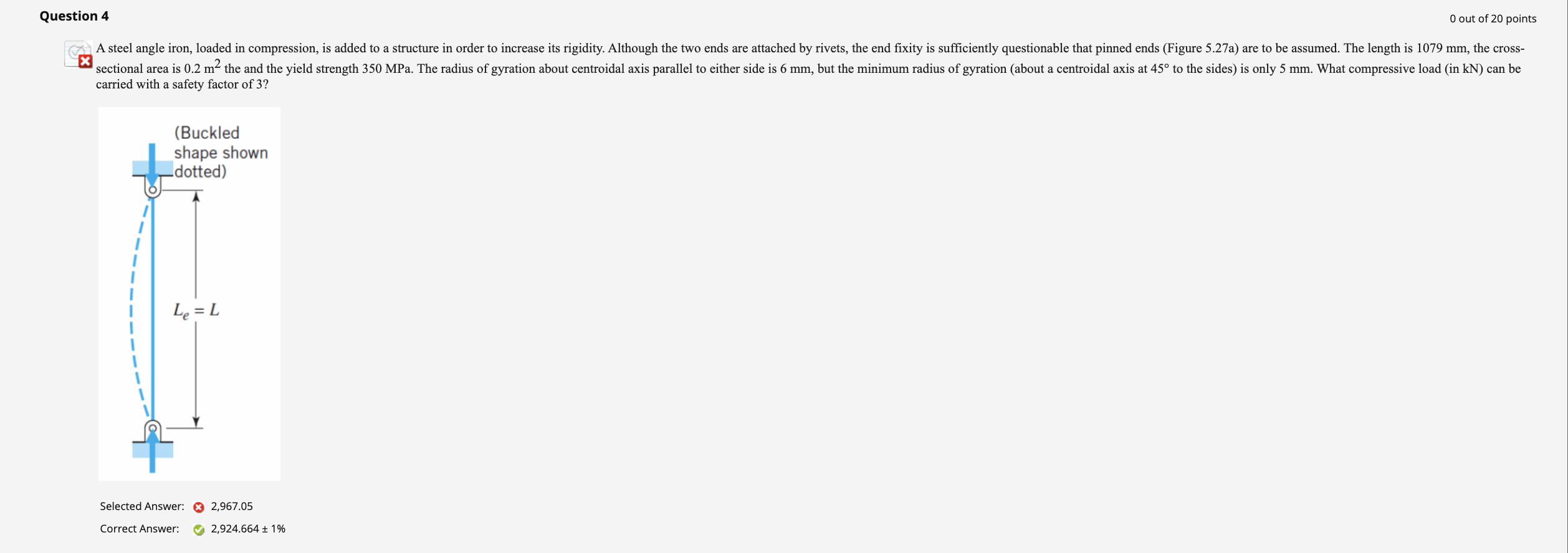 Solved carried with a safety factor of 3 ? Selected Answer