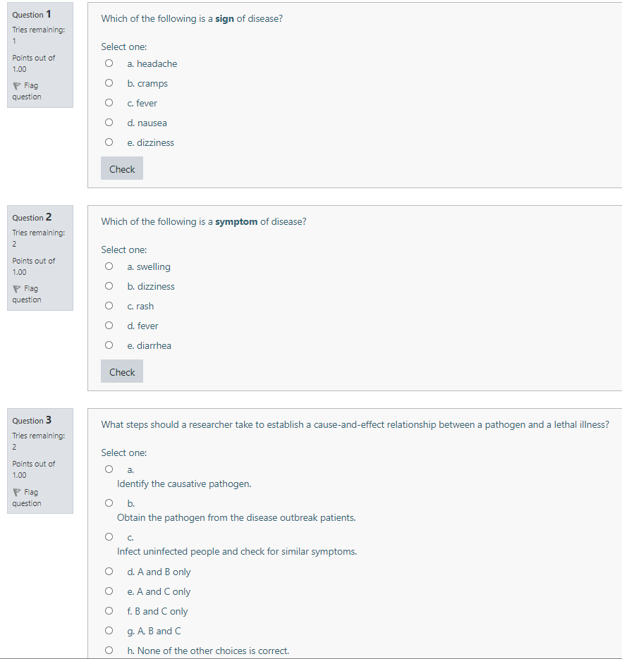 Solved Which of the following is a sign of disease? Question