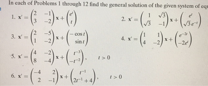 Solved In each of Problems 1 through 12 find the general | Chegg.com