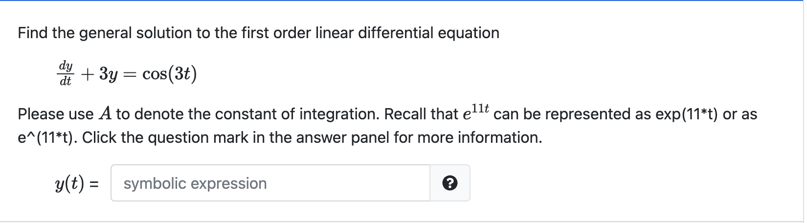 Solved Find the general solution to the first order linear | Chegg.com