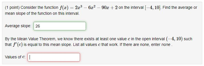 Solved (1 point) Consider the function f(x) = 2 - 3.02 on | Chegg.com