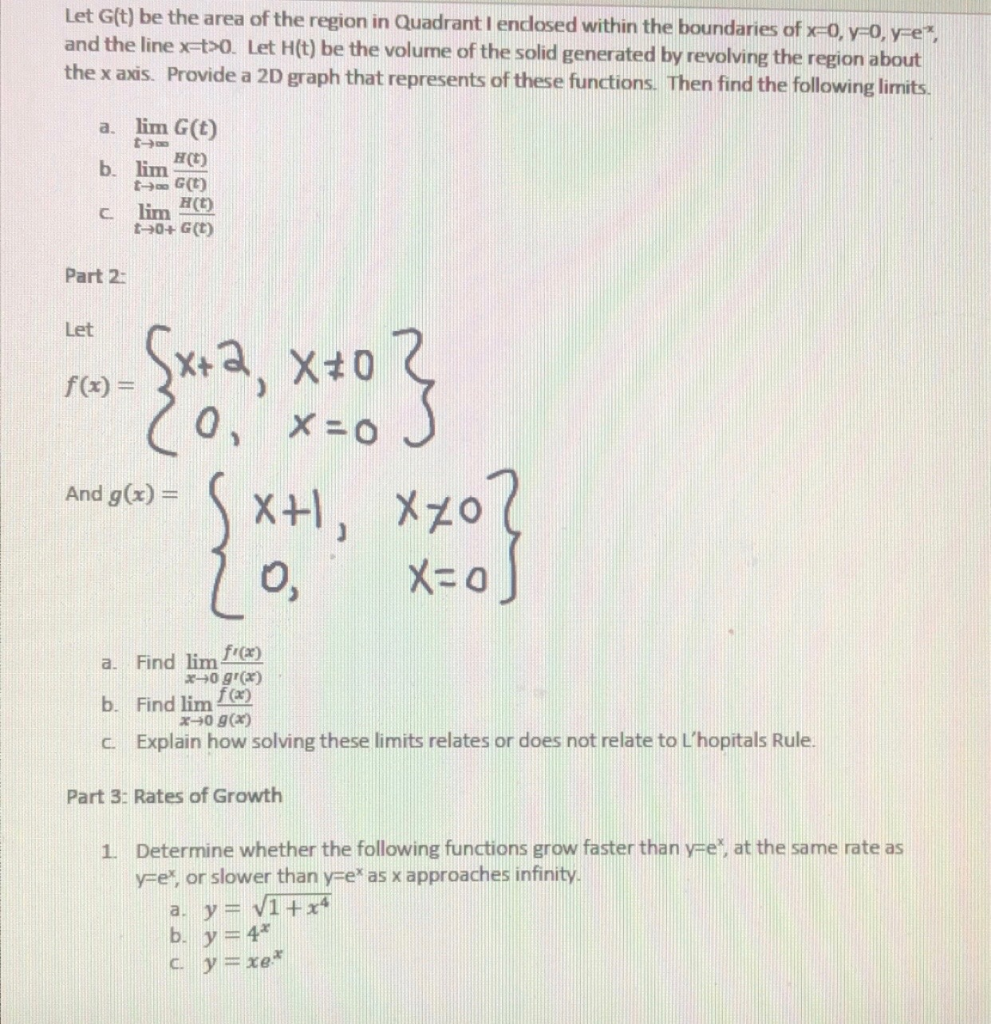 Solved Let Gſt Be The Area Of The Region In Quadrant I E Chegg Com