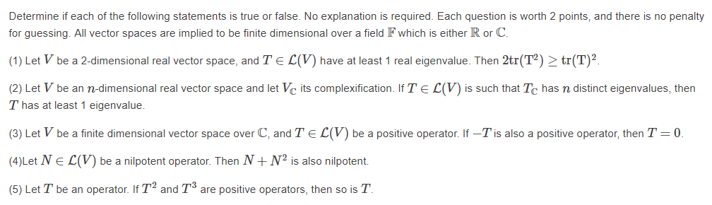 Solved Determine if each of the following statements is true | Chegg.com