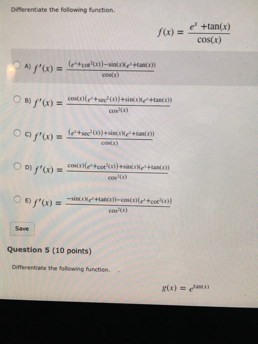 solved-differentiate-the-following-function-f-x-e-x-chegg