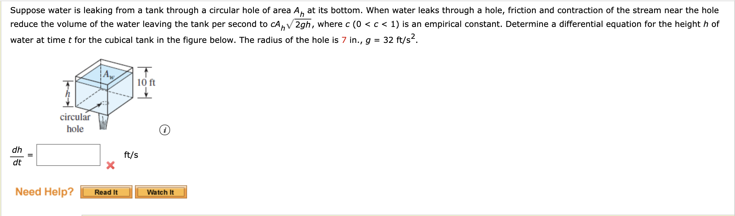 solved-suppose-water-is-leaking-from-a-tank-through-a-chegg