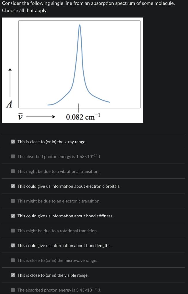 Solved Consider the following single line from an absorption | Chegg.com