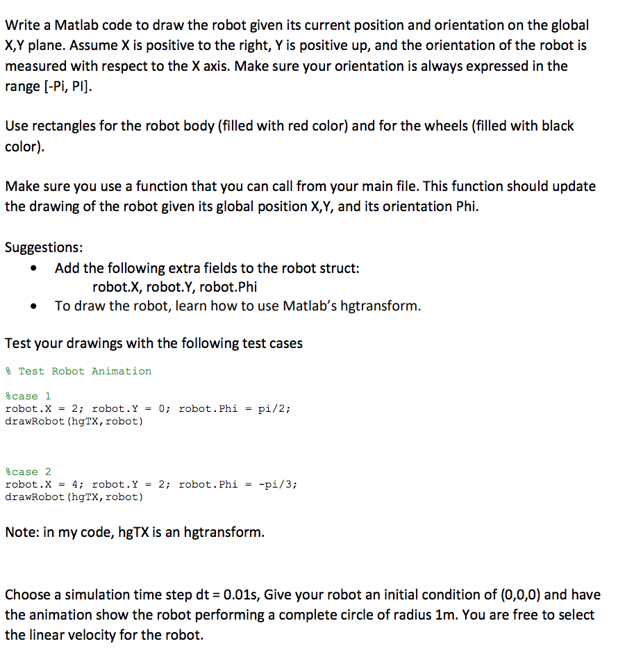 Code Robot Matlab Solved Write a Matlab code to draw the robot given its | Chegg.com