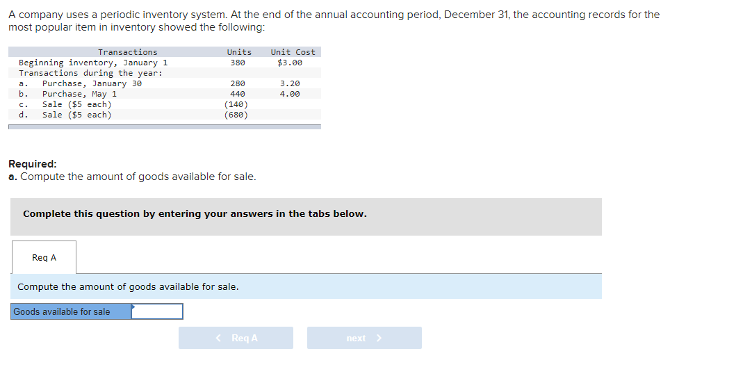 Solved A company uses a periodic inventory system. At the | Chegg.com