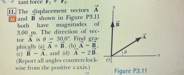 Solved tant force F1 t 2. 11. The displacement vectors A | Chegg.com