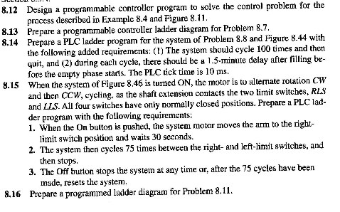 8.12 Design a programmable controller program to | Chegg.com