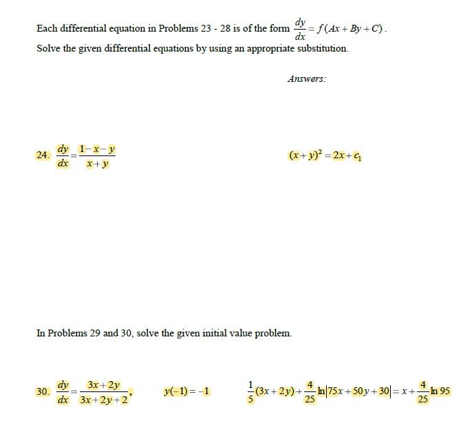 Solved Each differential equation in Problems 23 - 28 is of | Chegg.com