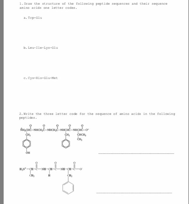 Solved 1. Draw The Structure Of The Following Peptide | Chegg.com