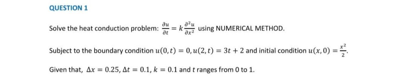 Solved QUESTION 1 Solve the heat conduction problem: ди au | Chegg.com