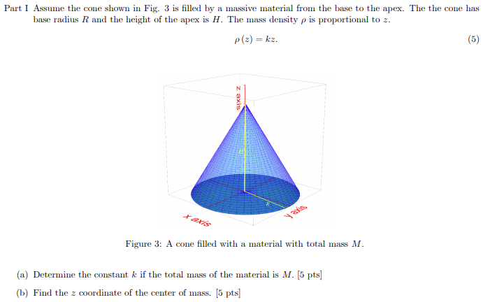 Part I Assume the cone shown in Fig. 3 is filled by a | Chegg.com