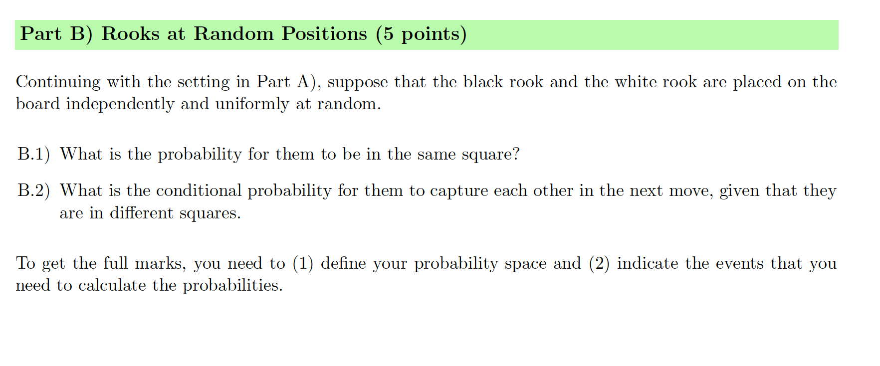 Solved Part B) Rooks at Random Positions (5 points) | Chegg.com