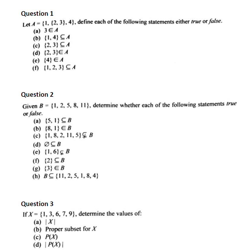 Solved Question 1 Let A 1 2 3 4 Define Each Of Chegg Com