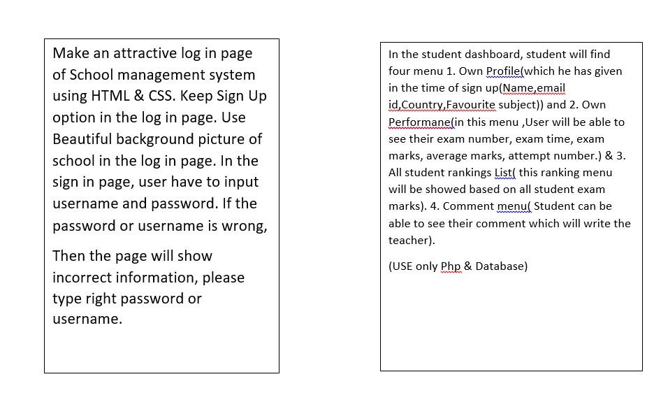 Solved Make this Database Project using HTML,CSS,PHP & 