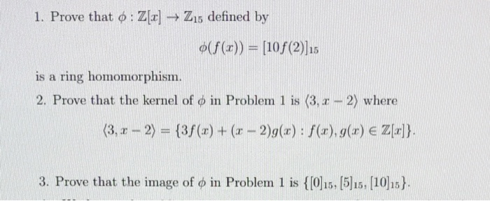 Solved 1 Prove That O Z Z15 Defined By F X 1 Chegg Com