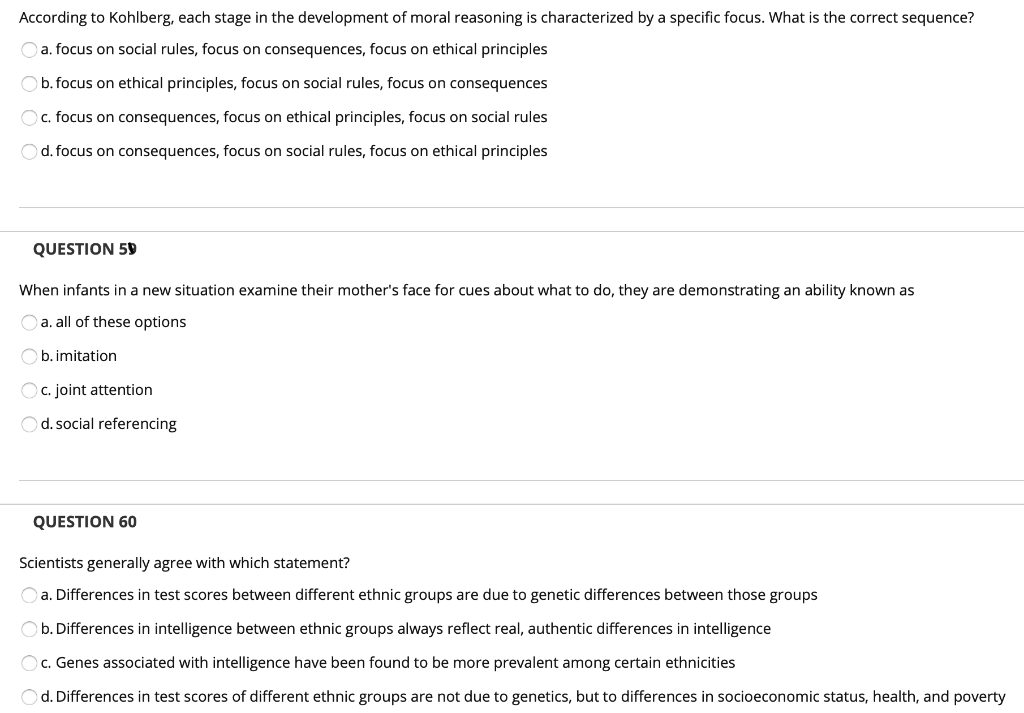 Solved According To Kohlberg, Each Stage In The Development | Chegg.com