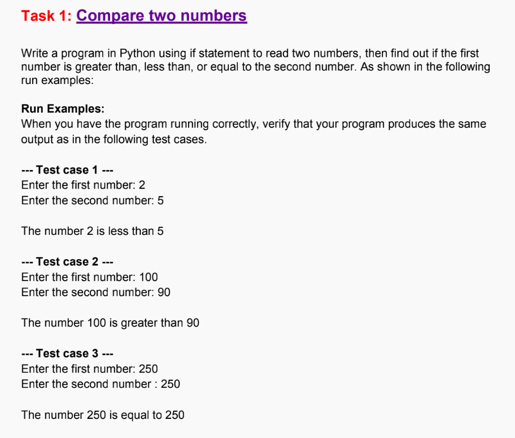 solved-task-1-compare-two-numbers-write-a-program-in-python-chegg