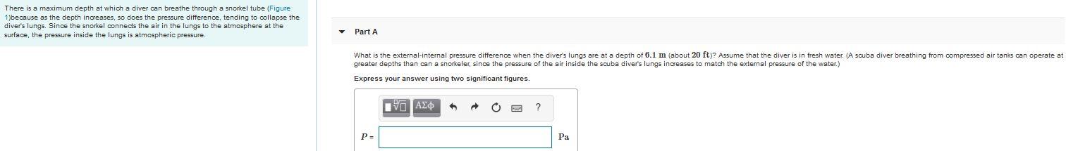 Solved There is a maximum depth at which a diver can breathe | Chegg.com
