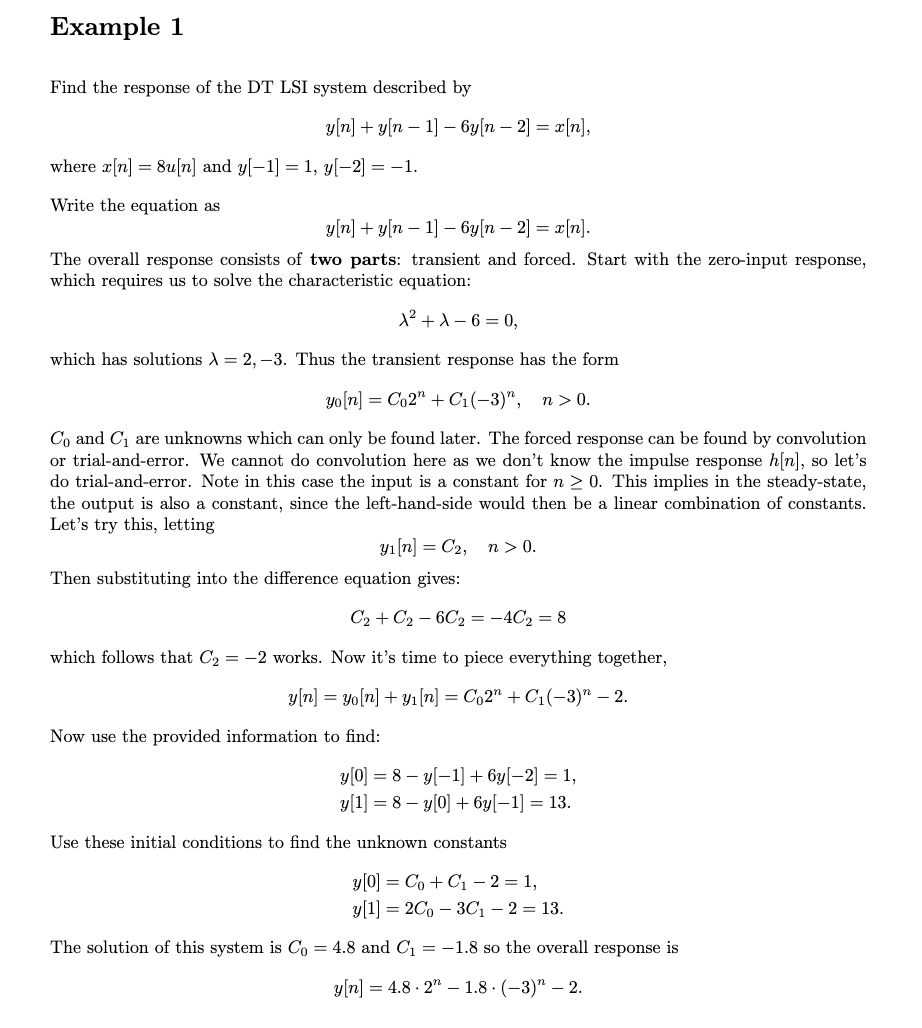 Solved Find the response of the DT LSI system described by | Chegg.com