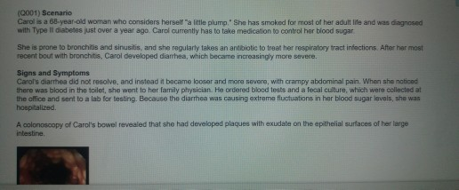 Solved (0001) Scenario Carol is a 68-year-old woman who | Chegg.com