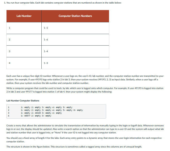 Solved 1. You run four computer labs. Each lab contains | Chegg.com