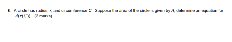 the circumference of circle of radius r is given by