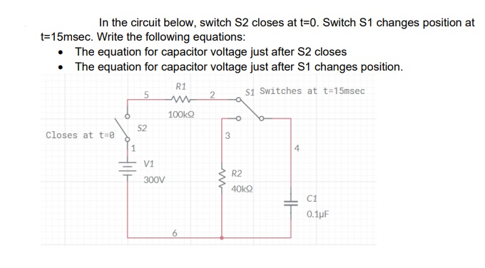 Solved In the circuit below, switch S2 closes at t=0. Switch | Chegg.com