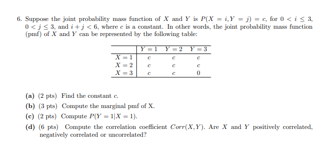 Solved 6 Suppose The Joint Probability Mass Function Of Chegg Com