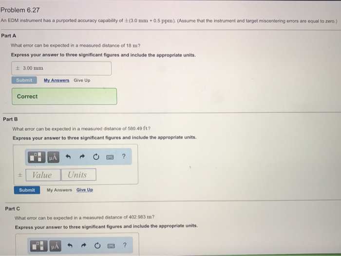 Solved Problem 6.27 An EDM nstrument has a purported | Chegg.com