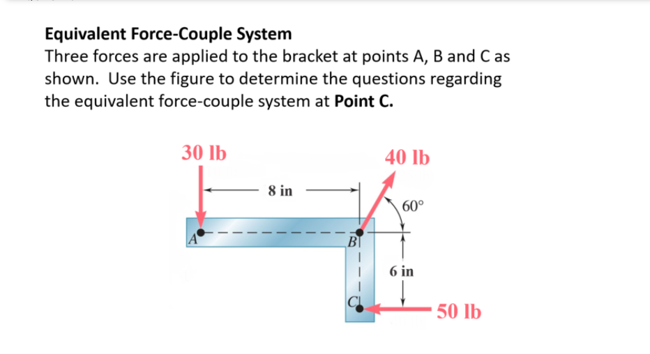 solved-equivalent-force-couple-system-three-forces-are-chegg