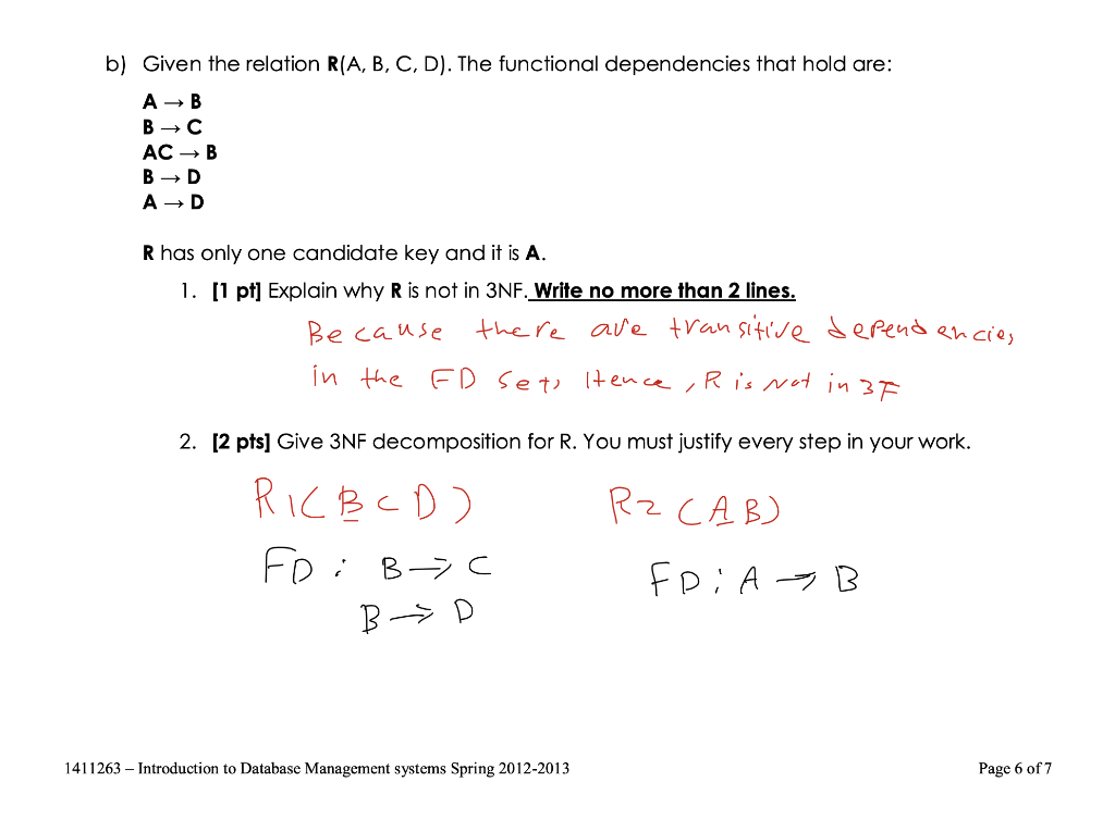 Solved B) Given The Relation R(A, B, C, D). The Functional | Chegg.com