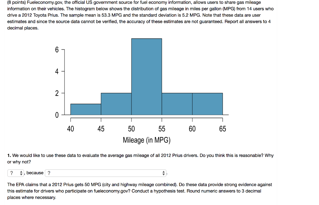 Solved (8 points) Fueleconomy.gov, the official US