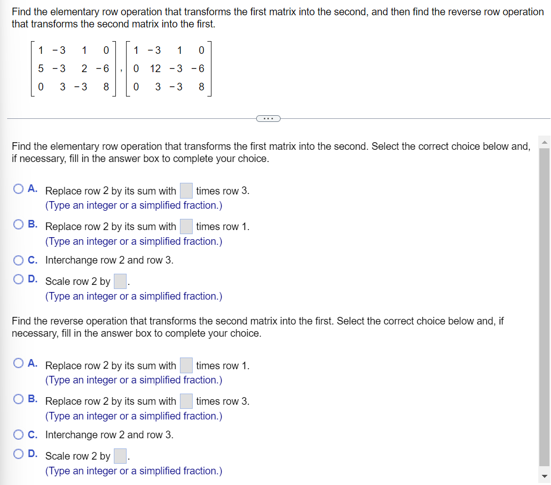 Solved Find the elementary row operation that transforms the