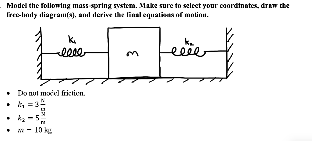 Solved Model the following mass-spring system. Make sure to | Chegg.com