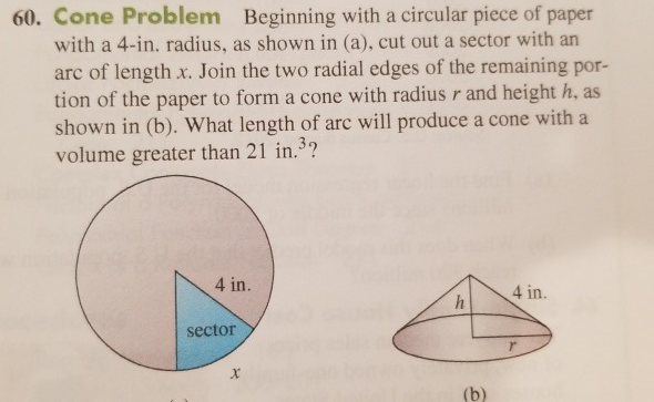 Cone Problem Solved 60. Cone Problem Beginning with a circular piece of | Chegg.com