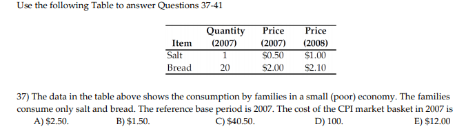 Solved Use the following Table to answer Questions 37-41 | Chegg.com